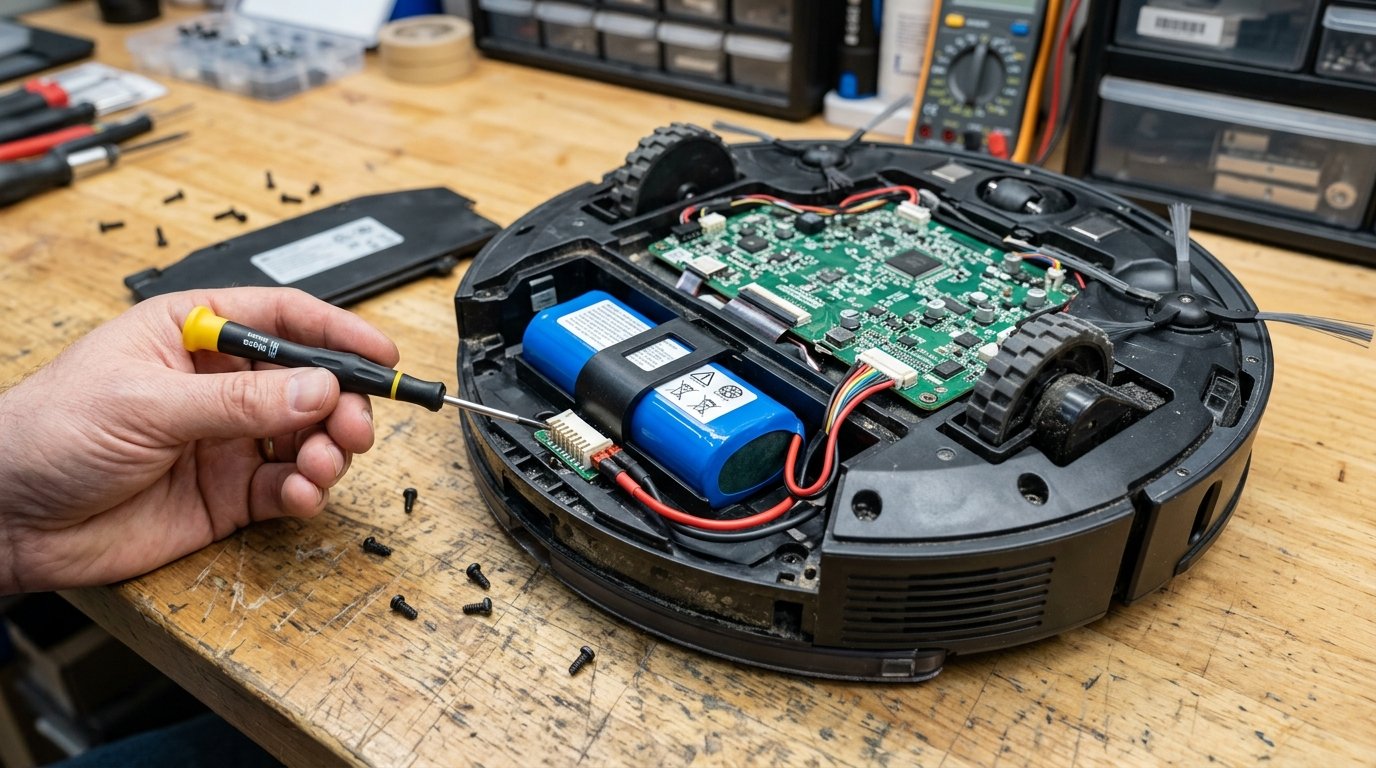 Inspeção da bateria e conector de carga do robo aspirador mondial nao carrega