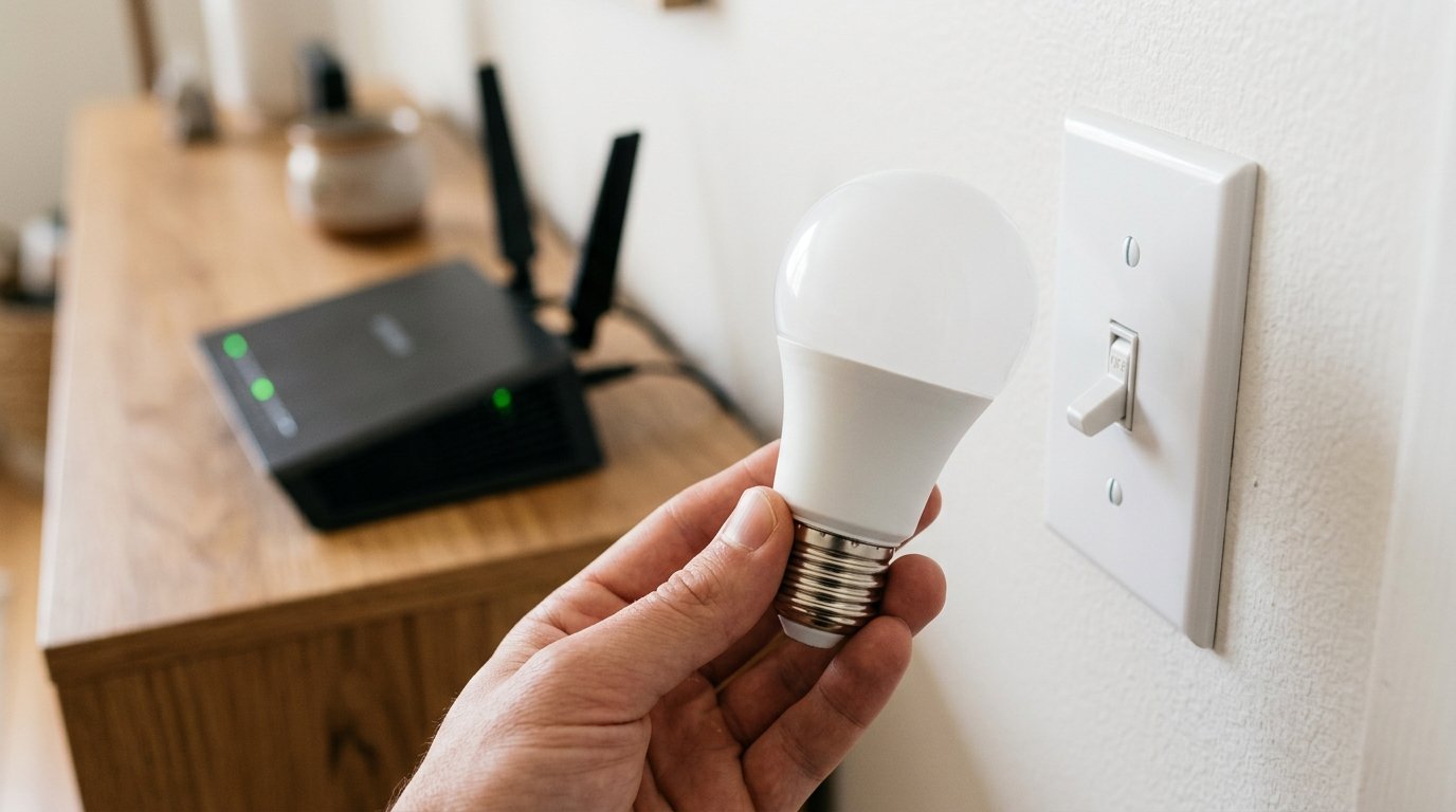 Passo a passo de como resetar lâmpada elgin usando o interruptor de parede